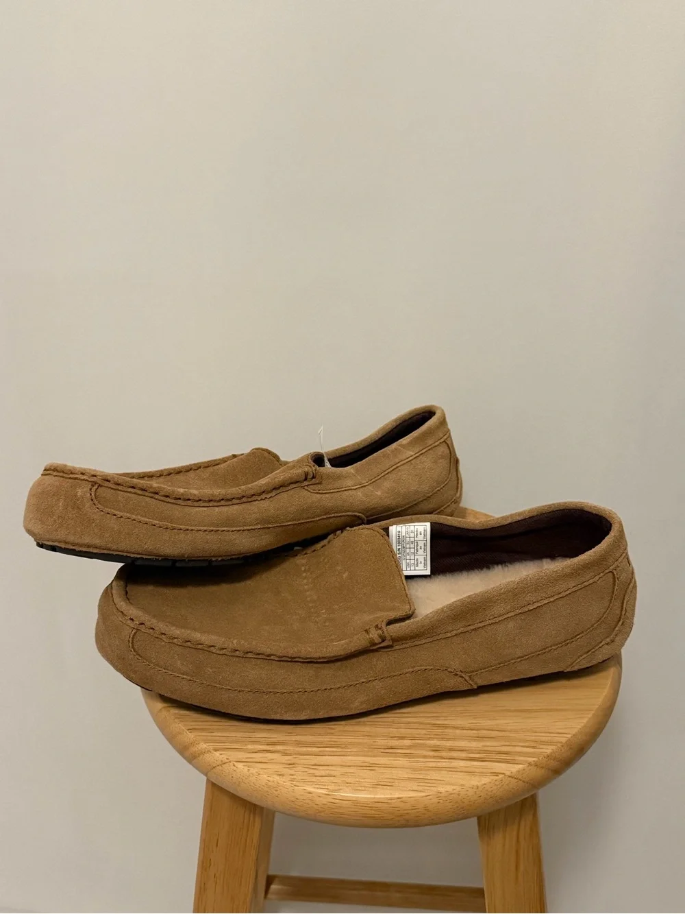 UGG Alder UGGpure Slip on Tan Suede Moccasin Wool Loafer Shoes 1003419 Men US13